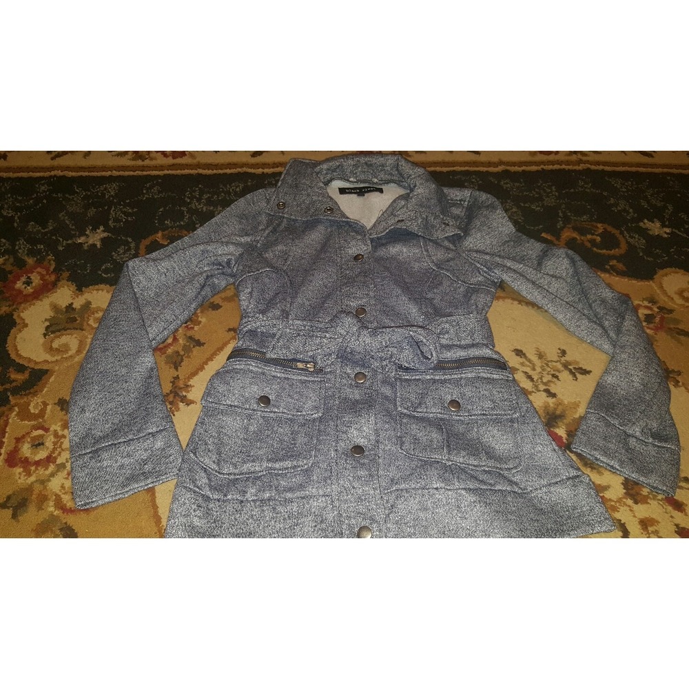 *Black Rivet‎ Women's Blueish Gray Belted Jacket Size Small Polyester